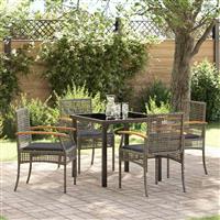 vidaXL Tuin Eetset 5 pcs Grijs poly rattan
