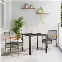 vidaXL Tuin Eetset 3 pcs Grijs poly rattan