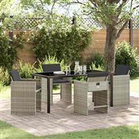 vidaXL Tuin Eetset 5 pcs Lichtgrijs poly rattan