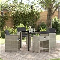 vidaXL Tuin Eetset 5 pcs Lichtgrijs poly rattan