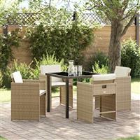 vidaXL Tuin Eetset 5 pcs Beige poly rattan