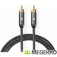 Subwooferkabel | RCA Male - RCA Male | Gun Metal Grey | Gevlochten kabel