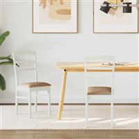 vidaXL Eetkamerstoel 2 pcs Wit en Bruin Massief Rubberhout