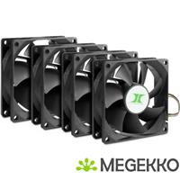 Inter-Tech 88887290 hardwarekoeling Computer behuizing Ventilator 8 cm 4 stuk(s) Zwart