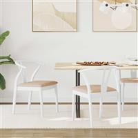 vidaXL Eetkamerstoel 2 pcs Wit en Bruin Massief Rubberhout