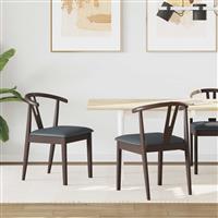 vidaXL Eetkamerstoel 2 pcs Lichtbruin en Zwart Massief Rubberhout