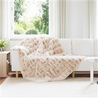 vidaXL Neppels Konijnenbont Deken 4 pcs Beige 150 x 220 cm Polyester