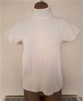 Roomwitte Kabeltrui met Korte Mouwen Merinowol