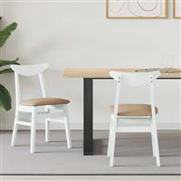 vidaXL Eettafelstoelen 2 pcs Wit 42 x 47.5 x 81 cm Massief Rubberhout
