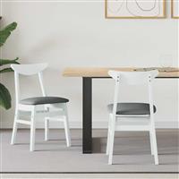 vidaXL Eettafelstoelen 2 pcs Wit 42 x 47.5 x 81 cm Massief Rubberhout