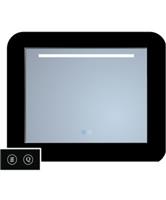 Spiegel Sanicare TuTTi 90 cm met LED 1 Horizontale Strook en Spiegelverwarming met Lijst Aluminium