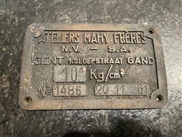 Bedrijfs plaat Ateliers Mahy Freres