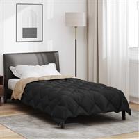 vidaXL Winter Dekbed Zwart en Taupe 200 x 140 cm Microfiber