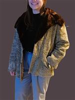 Vintage Jas in Lamsbont met kraag in Mouton Dore