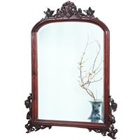 Getoogde mahonie schouwspiegel met gestoken onderhoeken en kroon (No.361835)