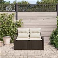 vidaXL Tuinbank met kussen Bruin 124 x 62 x 69cm poly rattan