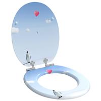 vidaXL Zachte sluit toiletbril Blauw 44 x 38 cm MDF-plaat