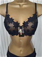 Elegante Zwarte BH met Slip voor D Cups