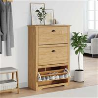 vidaXL Schoenenrek BODO Honingbruin 80 x 35 x 118 cm Bewerkt hout