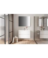 Spiegelkast BWS Hayat 2 Assymetrische Deuren 80x70x15cm Glanzend Wit