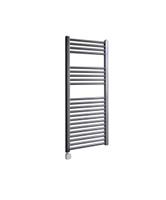 Electrische Wifi Radiator Sanicare HPW Carini 111,8x60 cm Gunmetal Met Thermostaat Zilver Linksonder