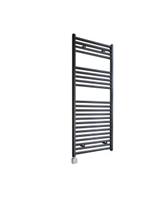 Electrische Wifi Radiator Sanicare HPW Carini 111,8x45 cm Zwart Met Thermostaat Zilver Linksonder