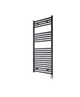 Electrische Wifi Radiator Sanicare HPW Carini 111,8x45 cm Zwart Met Thermostaat Zilver Rechtsonder