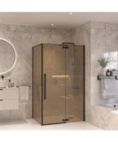 Douchecabine Sanivo Vigo Met Vast Paneel Champagne Glas Met Montagesets Mat Zwart