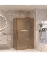 Douchecabine Sanivo Vigo Met Vast Paneel Champagne Glas Met Montagesets Geborsteld Brons