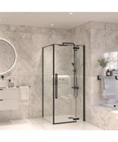 Douchecabine Sanivo Vigo Met Vast Paneel Helder Glas Met Montagesets Mat Zwart