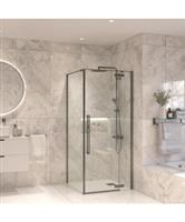 Douchecabine Sanivo Vigo Met Vast Paneel Helder Glas Met Montagesets Gunmetal