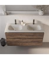 BRAUER Dune Medium wastafel 120 cm met 2 wasbakken en 2 kraangaten Sintered Stone Ivory Travertin