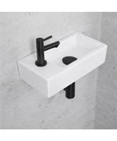 Fonteinset Glans Wit Wiesbaden Color Mat Zwart (kraangat links)