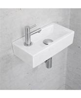 Fonteinset Glans Wit Wiesbaden Color Chroom (kraangat links)