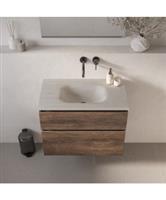 BRAUER Dune Medium wastafel 80 cm met 1 wasbak en 0 kraangaten Sintered Stone Ivory Travertin