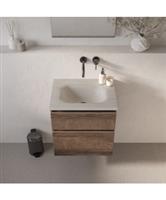 BRAUER Dune Medium wastafel 60 cm met 1 wasbak en 0 kraangaten sintered stone Ivory Travertin