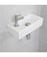 Fonteinset Glans Wit Wiesbaden Color RVS (kraangat links)