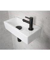 Fonteinset Glans Wit Wiesbaden Color Mat Zwart (kraangat rechts)