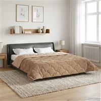 vidaXL Vol jaar dekbed Taupe 220 x 240 cm Microfiber en Teddy fleece