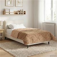 vidaXL Vol jaar dekbed Taupe 135 x 200 cm Microfiber en Teddy fleece