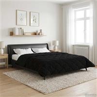 vidaXL Vol jaar dekbed Zwart 240 x 260 cm Microfiber en Teddy fleece