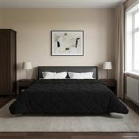 vidaXL Vol jaar dekbed Zwart 200 x 200 cm Microfiber en Teddy fleece