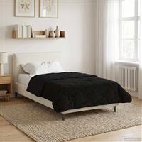 vidaXL Vol jaar dekbed Zwart 135 x 200 cm Microfiber en Teddy fleece