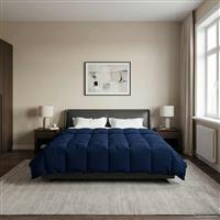 vidaXL Winter Dekbed Gekwilt Donkerblauw 220 x 260 cm Microfiber