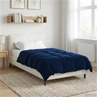 vidaXL Winter Dekbed Gekwilt Donkerblauw 155 x 200 cm Microfiber