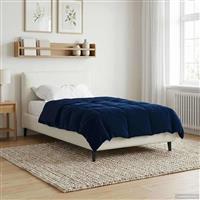 vidaXL Vol jaar dekbed Gekwilt Donkerblauw 155 x 200 cm Microfiber