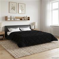 vidaXL Vol jaar dekbed Zwart 220 x 240 cm Microfiber en Teddy fleece