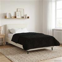 vidaXL Vol jaar dekbed Zwart 155 x 220 cm Microfiber en Teddy fleece