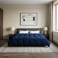 vidaXL Zomer Dekbed Gekwilt Donkerblauw 200 x 240 cm Microfiber