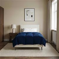 vidaXL Zomer Dekbed Gekwilt Donkerblauw 140 x 200 cm Microfiber